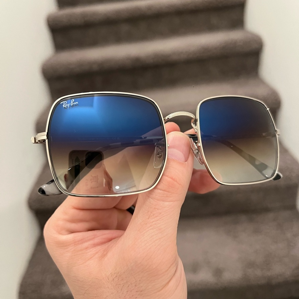 NEW Ray-Ban RB 1971 Silver Square Blue Gradient 54mm Unisex Sunglasses - Picture 4 of 6